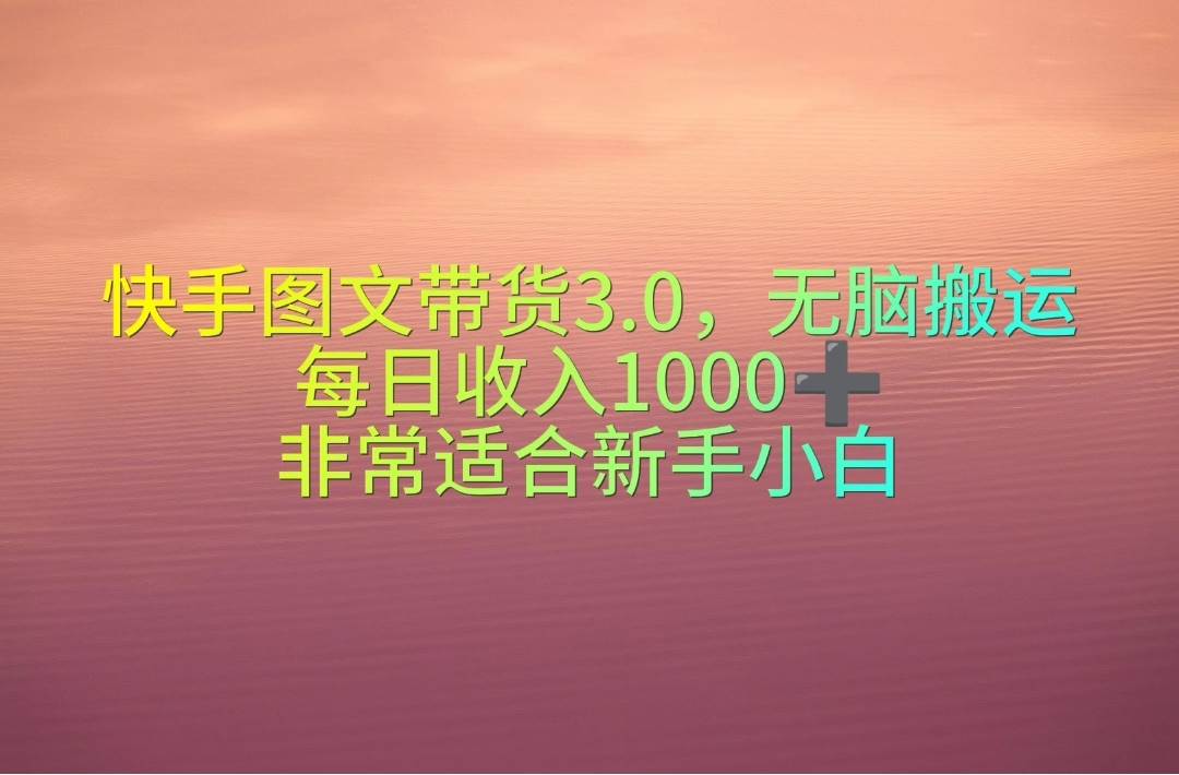 快手图文带货3.0，无脑搬运，每日收入1000＋，非常适合新手小白-巴叔叔资源网