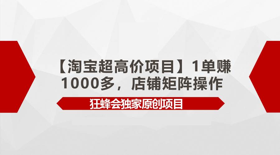 【淘宝超高价项目】1单赚1000多，店铺矩阵操作-巴叔叔资源网