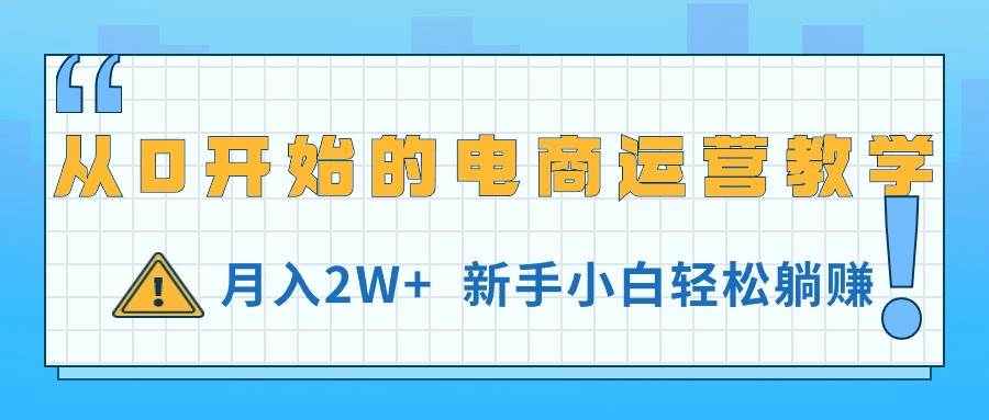 从0开始的电商运营教学，月入2W+，新手小白轻松躺赚-巴叔叔资源网