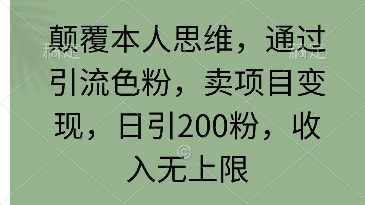 颠覆本人思维，通过引流色粉，卖项目变现，日引200粉，收入无上限-巴叔叔资源网