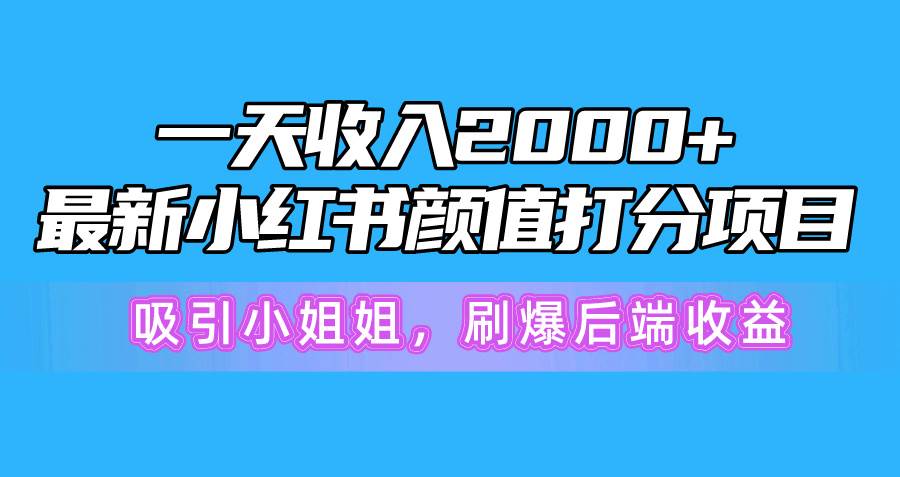 一天收入2000+，最新小红书颜值打分项目，吸引小姐姐，刷爆后端收益-巴叔叔资源网