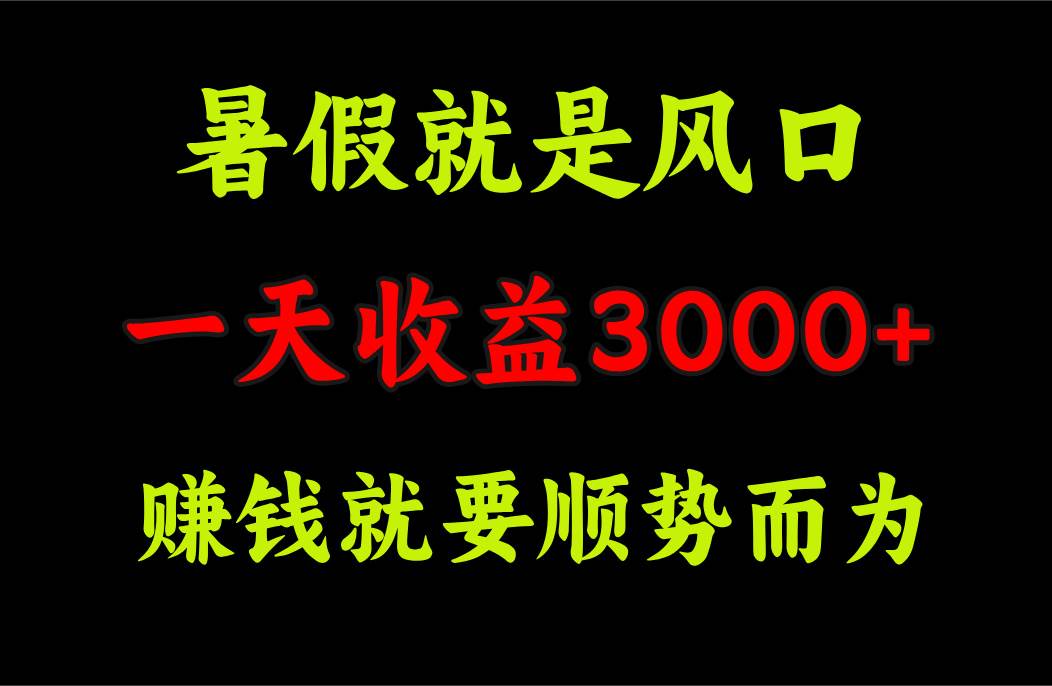一天收益3000+ 赚钱就是顺势而为，暑假就是风口-巴叔叔资源网