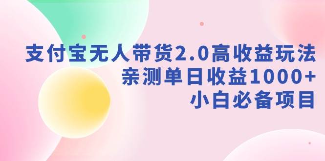 支付宝无人带货2.0高收益玩法，亲测单日收益1000+，小白必备项目-巴叔叔资源网