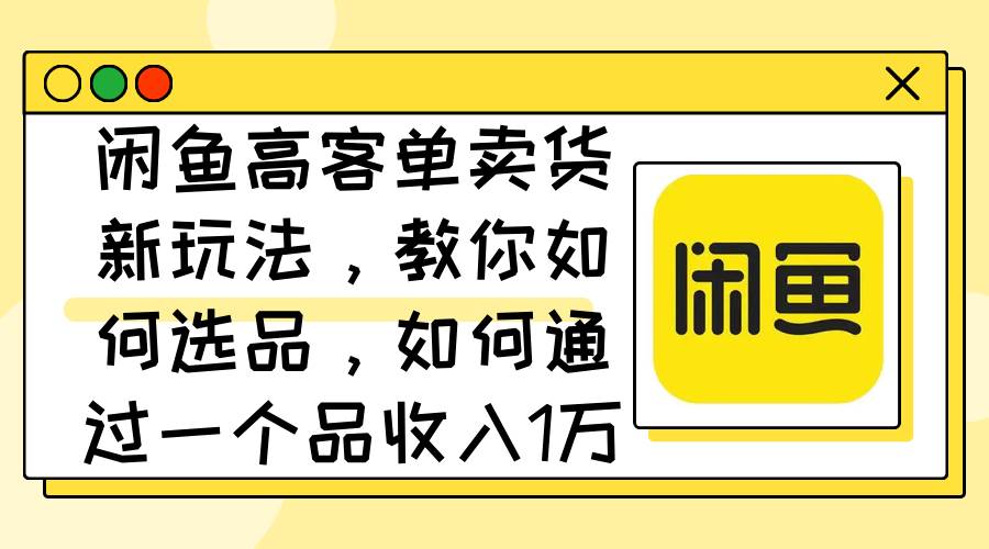 闲鱼高客单卖货新玩法，教你如何选品，如何通过一个品收入1万+-巴叔叔资源网