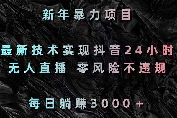 新年暴力项目，最新技术实现抖音24小时无人直播 零风险不违规 每日躺赚3000-巴叔叔资源网