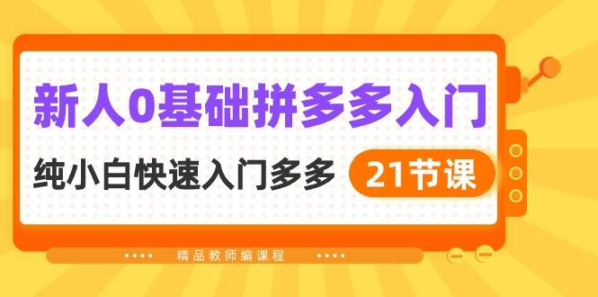 新人0基础拼多多入门，纯小白快速入门多多（21节课）-巴叔叔资源网