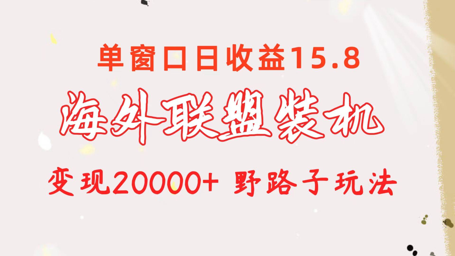 海外联盟装机 单窗口日收益15.8  变现20000+ 野路子玩法-巴叔叔资源网