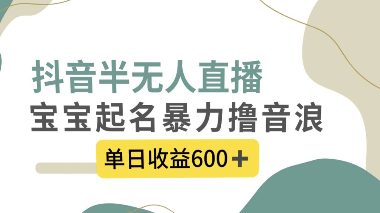抖音半无人直播，宝宝起名，暴力撸音浪，单日收益600+-巴叔叔资源网