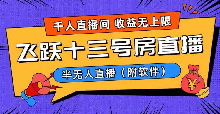爆火飞跃十三号房半无人直播，一场直播上千人，日入过万！（附软件）-巴叔叔资源网