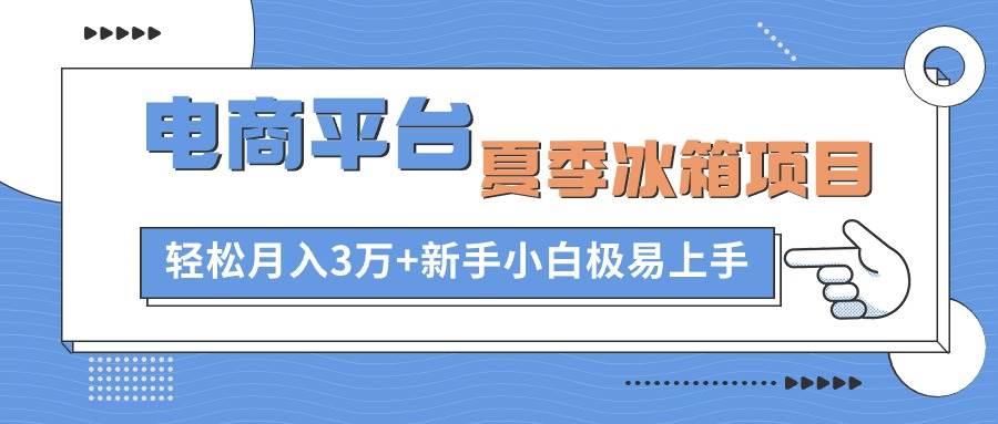 电商平台夏季冰箱项目，轻松月入3万+，新手小白极易上手-巴叔叔资源网