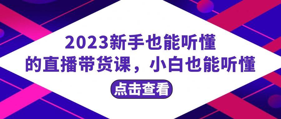 2023新手也能听懂的直播带货课，小白也能听懂，20节完整-巴叔叔资源网