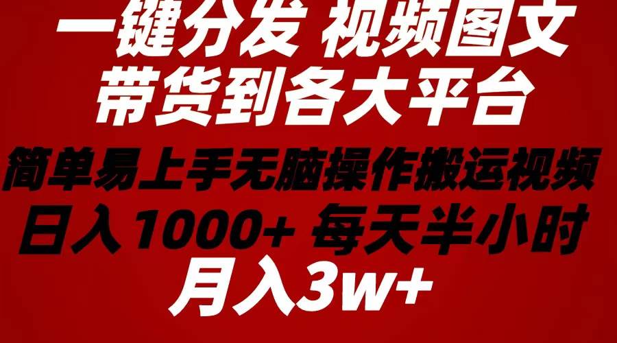 2024年 一键分发带货图文视频  简单易上手 无脑赚收益 每天半小时日入1…-巴叔叔资源网