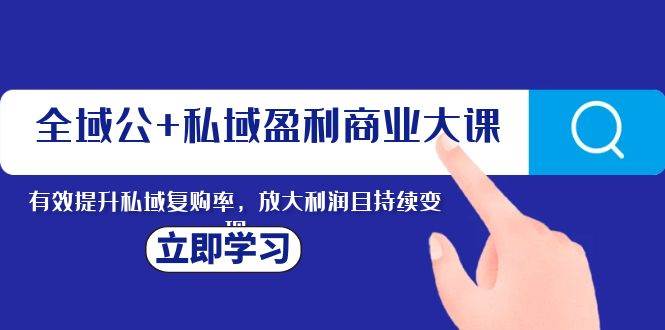 全域公+私域盈利商业大课，有效提升私域复购率，放大利润且持续变现-巴叔叔资源网