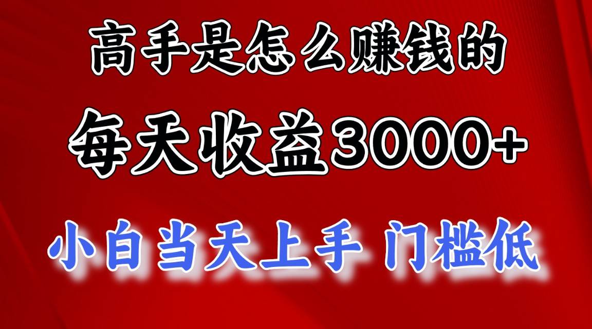 高手是怎么赚钱的，一天收益3000+ 这是穷人逆风翻盘的一个项目，非常…-巴叔叔资源网