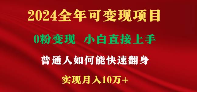 2024全年可变现项目，一天收益至少2000+，小白上手快，普通人就要利用互…-巴叔叔资源网