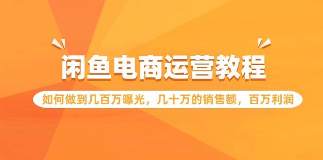闲鱼电商运营教程：如何做到几百万曝光，几十万的销售额，百万利润-巴叔叔资源网