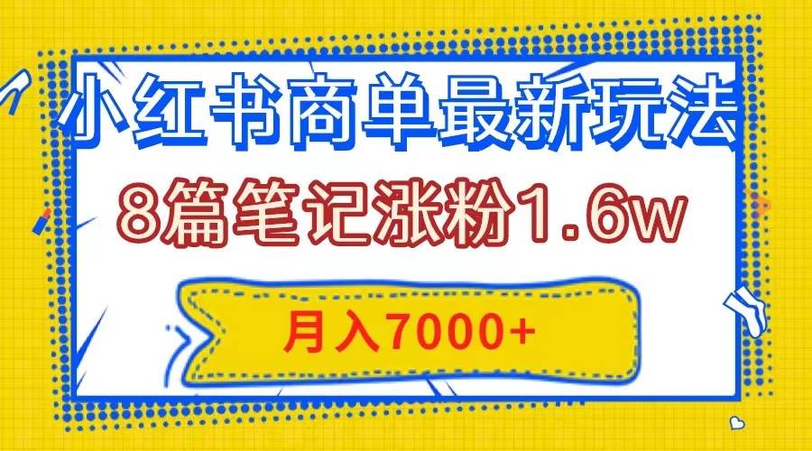 小红书商单最新玩法，8篇笔记涨粉1.6w，几分钟一个笔记，月入7000+-巴叔叔资源网