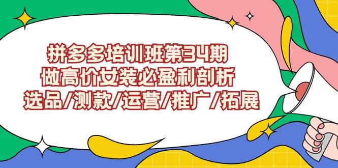 拼多多培训班第34期：做高价女装必盈利剖析  选品/测款/运营/推广/拓展-巴叔叔资源网