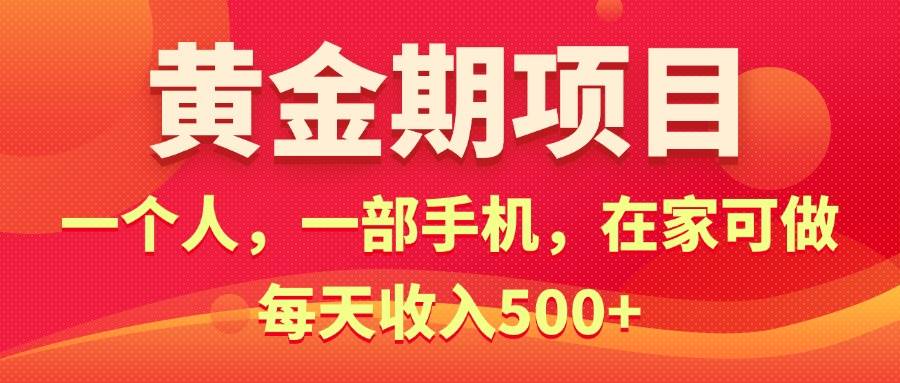 黄金期项目，电商搞钱！一个人，一部手机，在家可做，每天收入500+-巴叔叔资源网