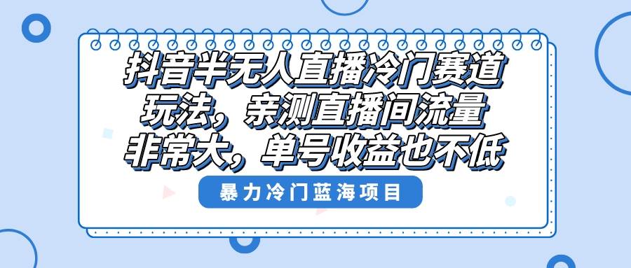 抖音半无人直播冷门赛道玩法，直播间流量非常大，单号收益也不低！-巴叔叔资源网