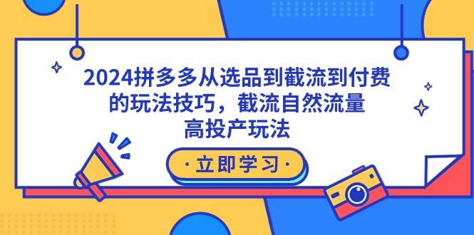 2024拼多多从选品到截流到付费的玩法技巧，截流自然流量玩法，高投产玩法-巴叔叔资源网