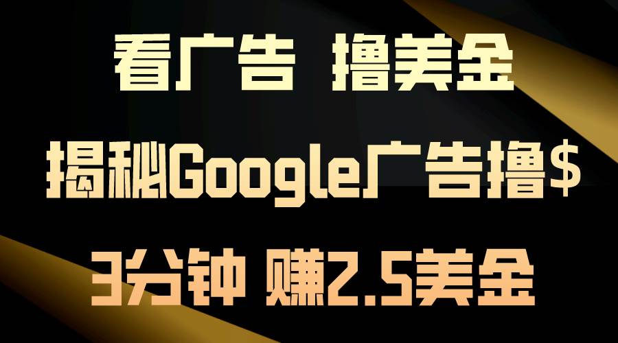 看广告，撸美金！3分钟赚2.5美金！日入200美金不是梦！揭秘Google广告…-巴叔叔资源网