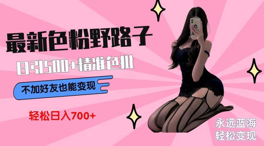 最新色粉变现野路子，日引500+老色批 可不加好友直接变现 小白轻松日入700+-巴叔叔资源网