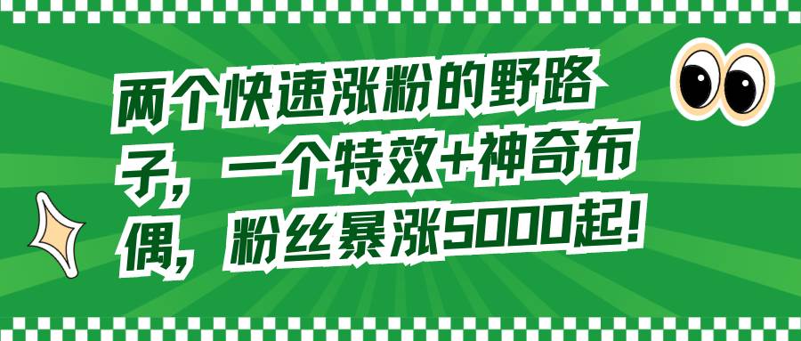 两个快速涨粉的野路子，一个特效+神奇布偶，粉丝暴涨5000起！-巴叔叔资源网