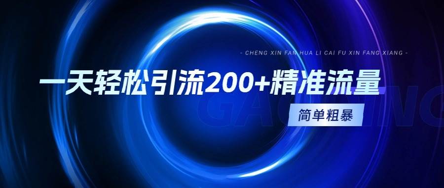 一天轻松引流200+精准流量，简单粗暴，一看就会-巴叔叔资源网
