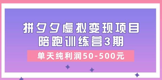 某收费培训《拼夕夕虚拟变现项目陪跑训练营3期》单天纯利润50-500元-巴叔叔资源网