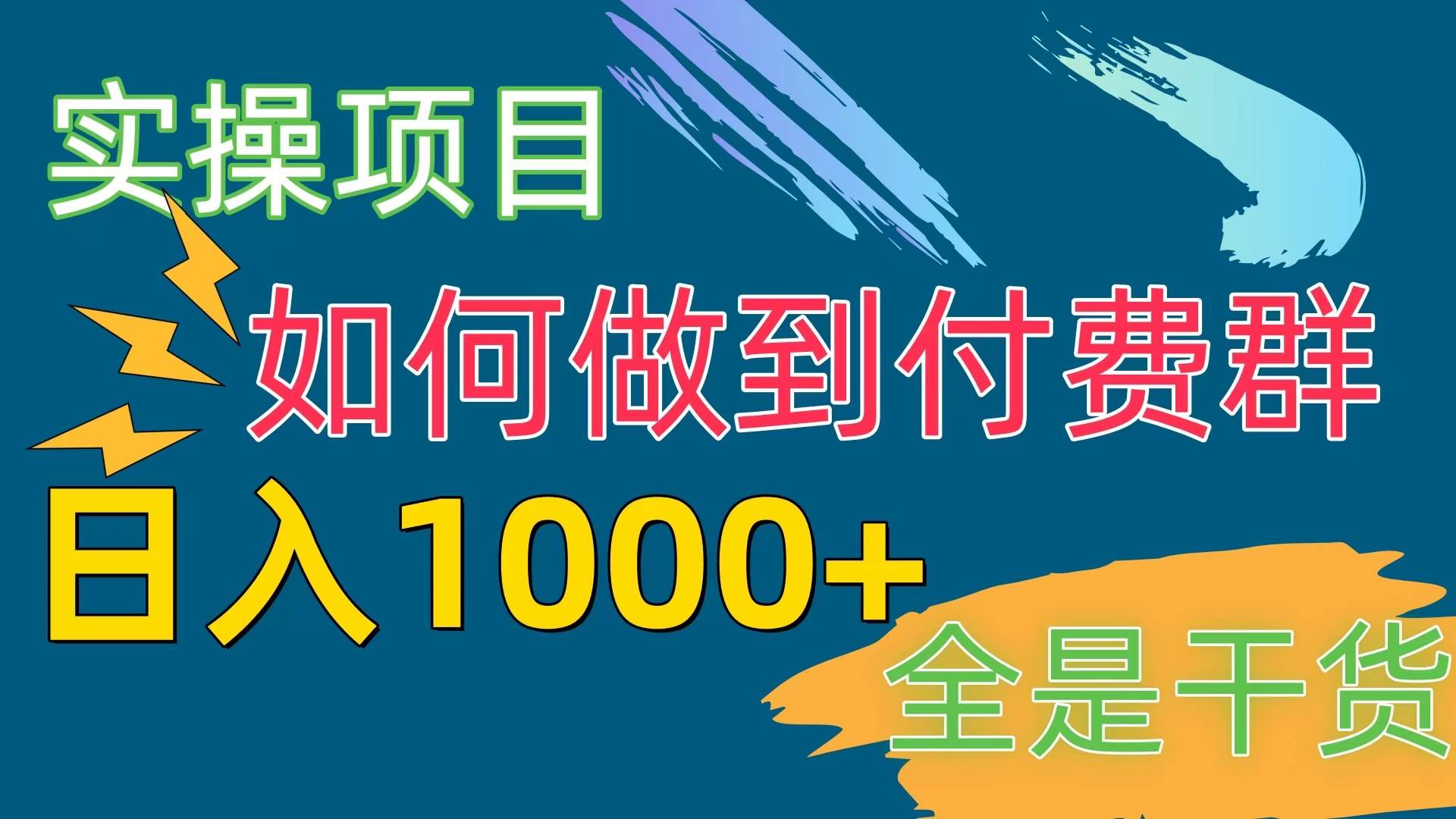 [实操项目]付费群赛道，日入1000+-巴叔叔资源网