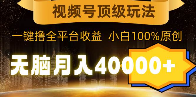 视频号顶级玩法，无脑月入40000+，一键撸全平台收益，纯小白也能100%原创-巴叔叔资源网