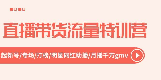 直播带货流量特训营，起新号-专场-打榜-明星网红助播 月播千万gmv（52节）-巴叔叔资源网