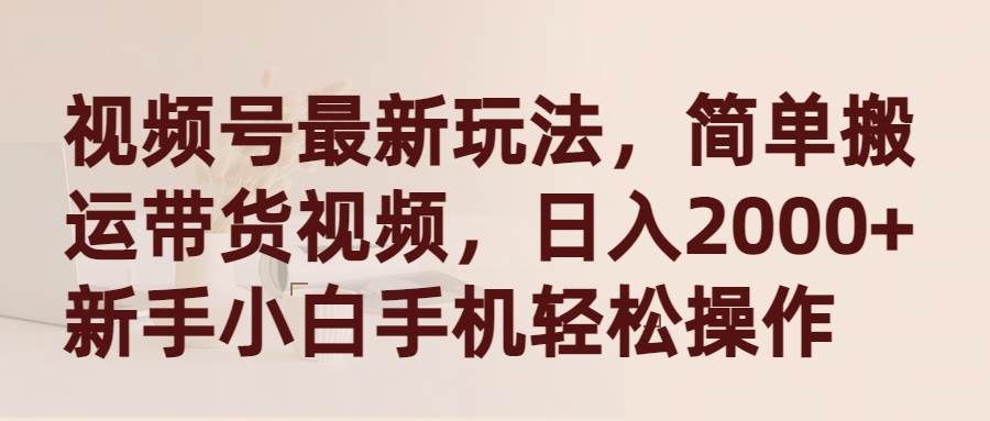 视频号最新玩法，简单搬运带货视频，日入2000+，新手小白手机轻松操作-巴叔叔资源网