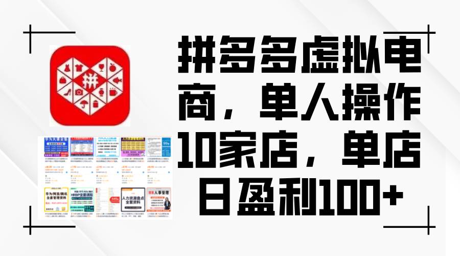 拼多多虚拟电商，单人操作10家店，单店日盈利100+-巴叔叔资源网
