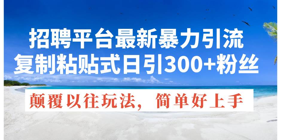 招聘平台最新暴力引流，复制粘贴式日引300+粉丝，颠覆以往垃圾玩法，简…-巴叔叔资源网