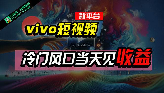 全新平台vivo短视频，新风口AI混剪无脑搬运，冷门风口当天见收益，7天…-巴叔叔资源网