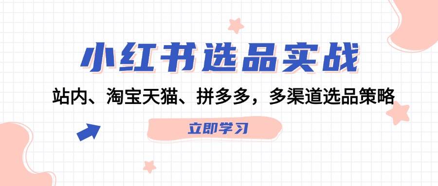 小红书选品实战：站内、淘宝天猫、拼多多，多渠道选品策略-巴叔叔资源网