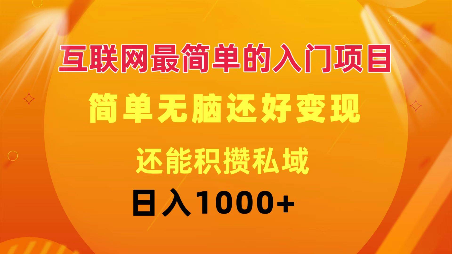 互联网最简单的入门项目：简单无脑变现还能积攒私域一天轻松1000+-巴叔叔资源网