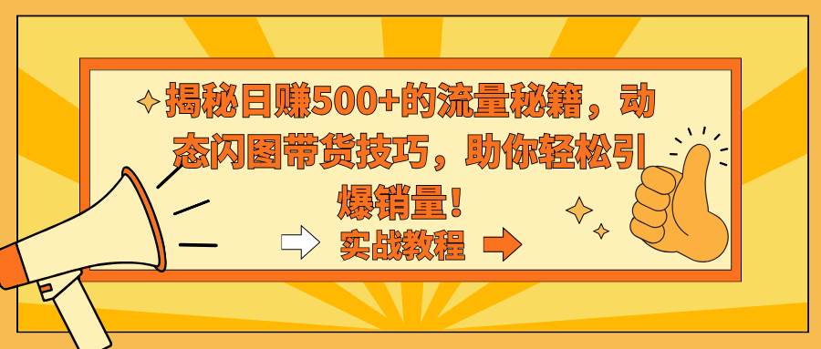 揭秘日赚500+的流量秘籍，动态闪图带货技巧，助你轻松引爆销量！-巴叔叔资源网