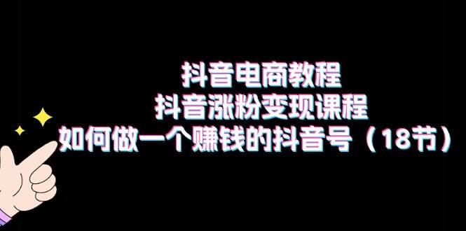 抖音电商教程：抖音涨粉变现课程：如何做一个赚钱的抖音号（18节）-巴叔叔资源网