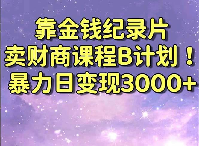 靠金钱纪录片卖财商课程B计划！暴力日变现3000+，喂饭式干货教程！-巴叔叔资源网