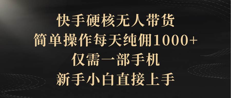 快手硬核无人带货，简单操作每天纯佣1000+,仅需一部手机，新手小白直接上手-巴叔叔资源网