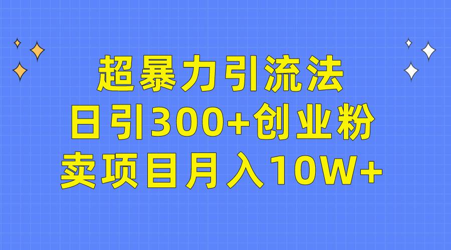 超暴力引流法，日引300+创业粉，卖项目月入10W+-巴叔叔资源网