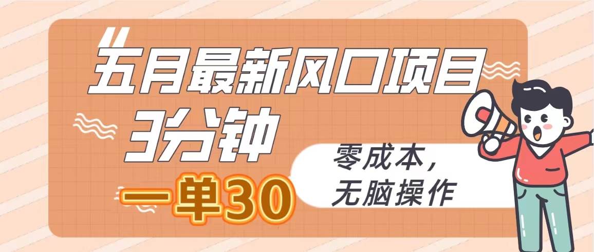 五月最新风口项目，3分钟一单30，零成本，无脑操作-巴叔叔资源网