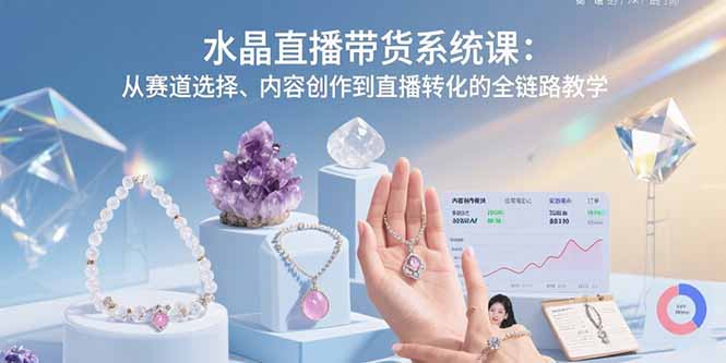 水晶直播带货系统课：从赛道选择、内容创作到直播转化的全链路教学-巴叔叔资源网