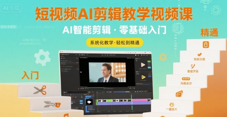 短视频AI剪辑教学视频课，入门到精通-巴叔叔资源网