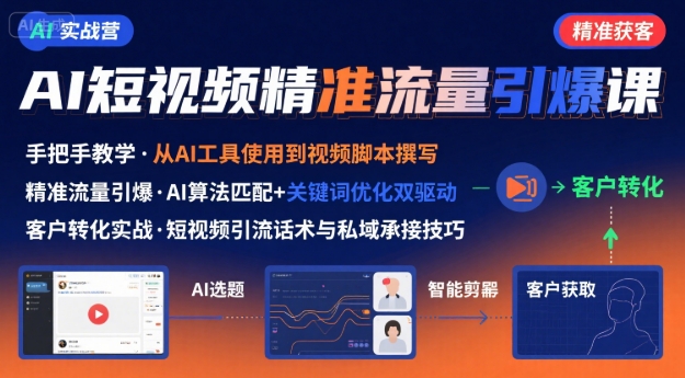 AI+短视频引爆精准客户实战营，手把手教你引爆Ai短视频精准流量-巴叔叔资源网