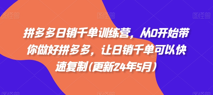 拼多多日销千单训练营，从0开始带你做好拼多多，让日销千单可以快速复制(更新25年6月)-巴叔叔资源网