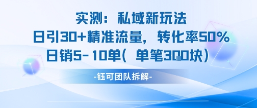实测私域新玩法日引30加精准流量转化率50%日销5-10单每笔3张-巴叔叔资源网